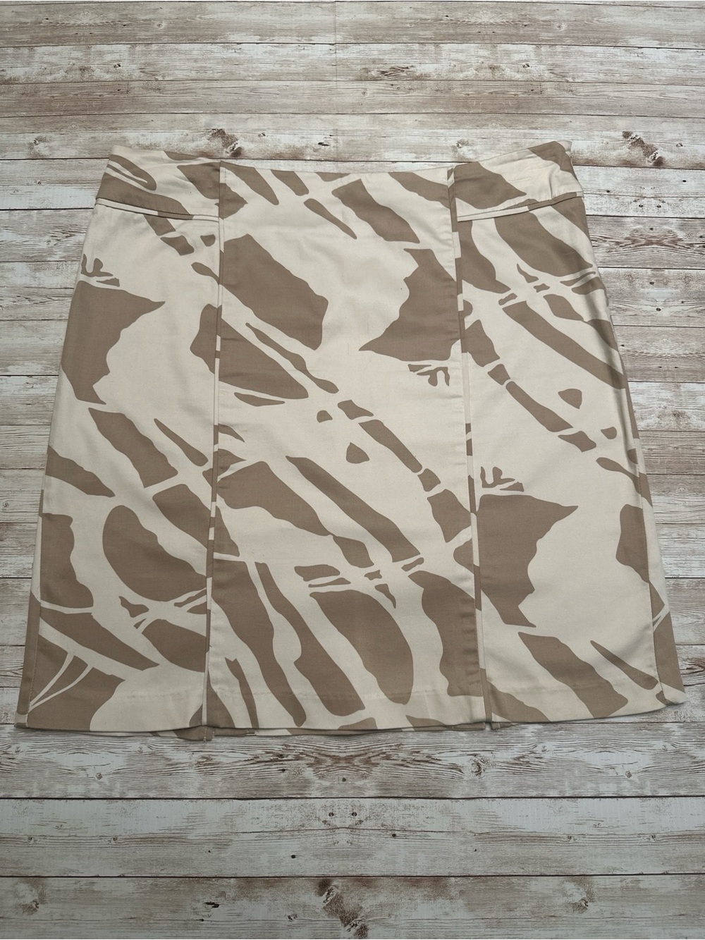 New York & Company Beige and Cream Abstract-Print Mini Skirt